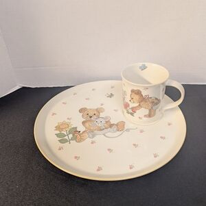 Mikasa Teddy Child's Dinner Set Large 11 Inch Plate Cup Bear Mouse Lot Bundle